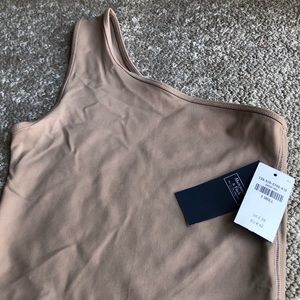 NWT Abercrombie & Fitch nude one-shoulder bodysuit